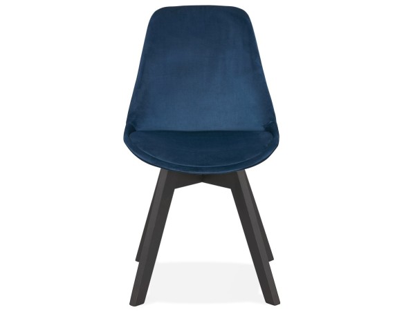 Chaise en velours bleu JOE avec structure en bois noir