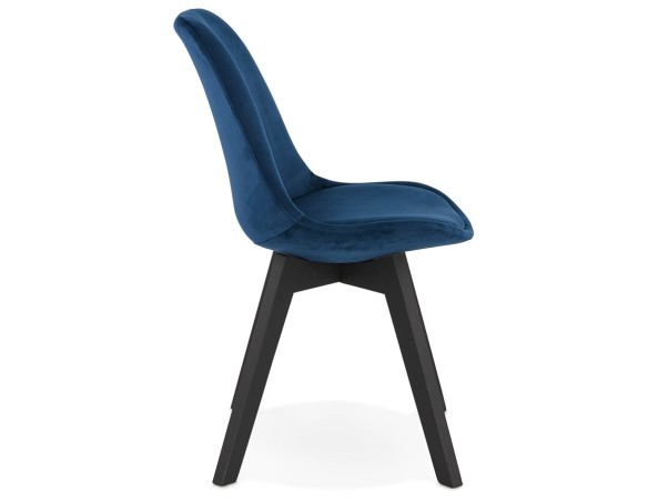Chaise en velours bleu JOE avec structure en bois noir