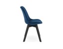 Chaise en velours bleu JOE avec structure en bois noir