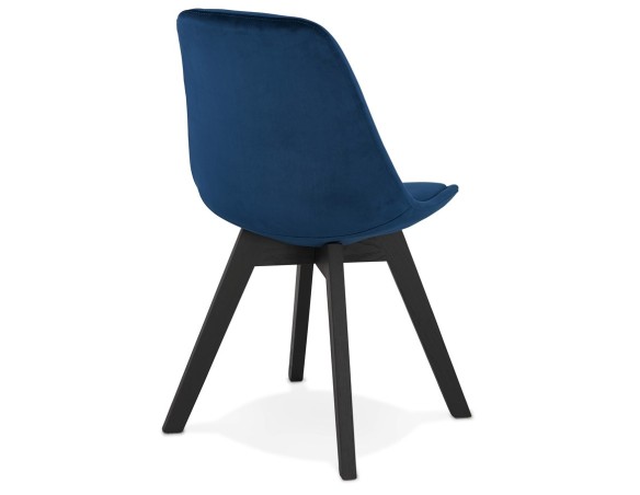 Chaise en velours bleu JOE avec structure en bois noir