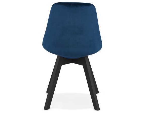 Chaise en velours bleu JOE avec structure en bois noir