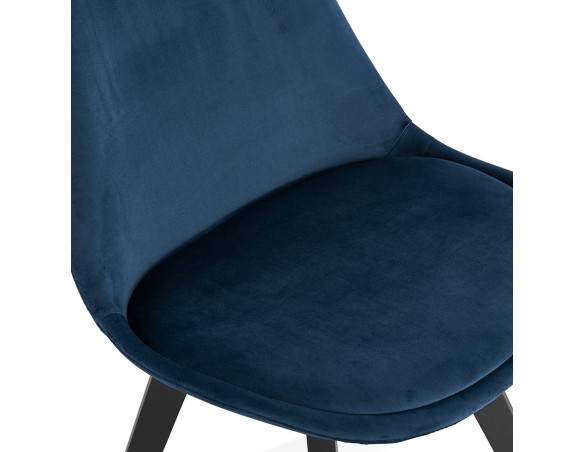 Chaise en velours bleu JOE avec structure en bois noir