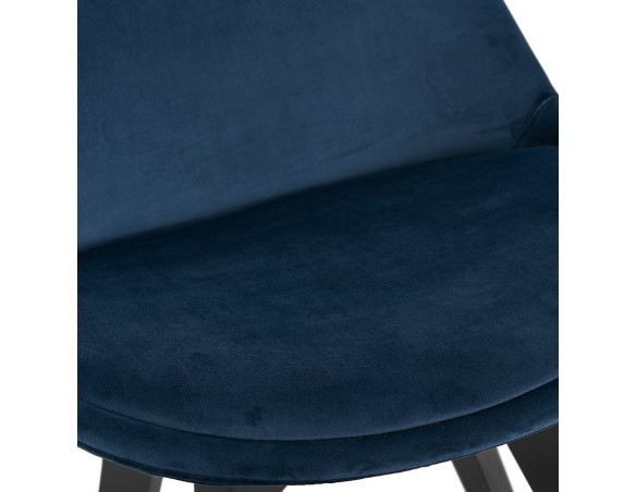 Chaise en velours bleu JOE avec structure en bois noir