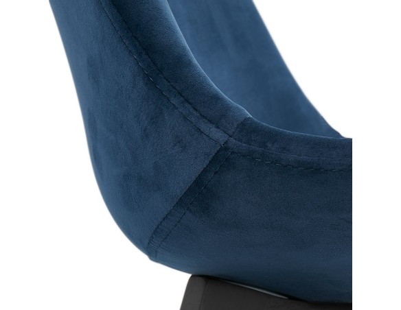 Chaise en velours bleu JOE avec structure en bois noir