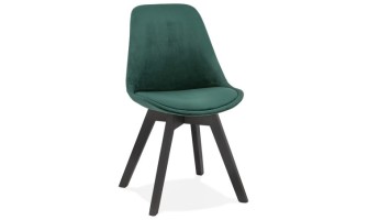CH03060GEBL 5420072083568 Chaise en velours vert JOE avec structure en bois noir
