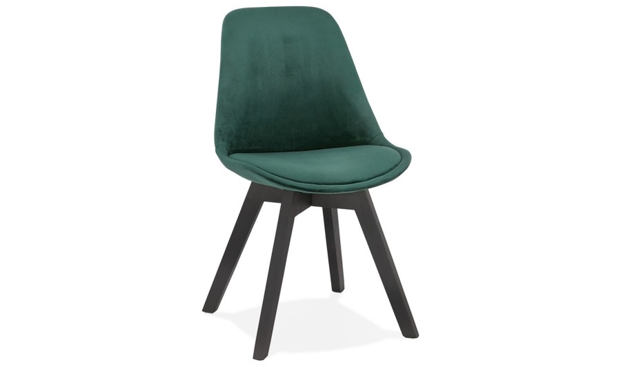 CH03060GEBL 5420072083568 Chaise en velours vert JOE avec structure en bois noir CH03060GEBL 5420072083568 Chaise en velours vert JOE avec structure en bois noir