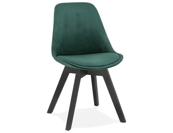 CH03060GEBL 5420072083568 Chaise en velours vert JOE avec structure en bois noir