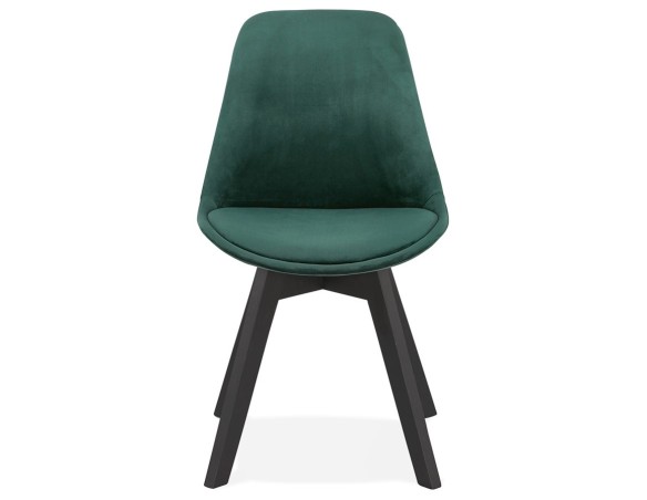Chaise en velours vert JOE avec structure en bois noir