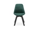 Chaise en velours vert JOE avec structure en bois noir