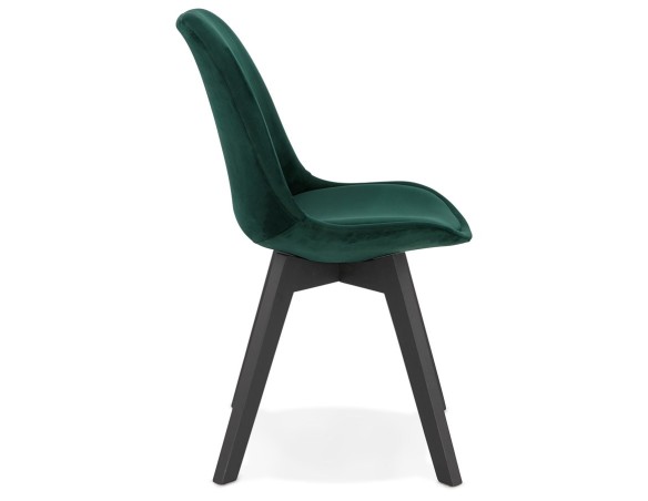 Chaise en velours vert JOE avec structure en bois noir
