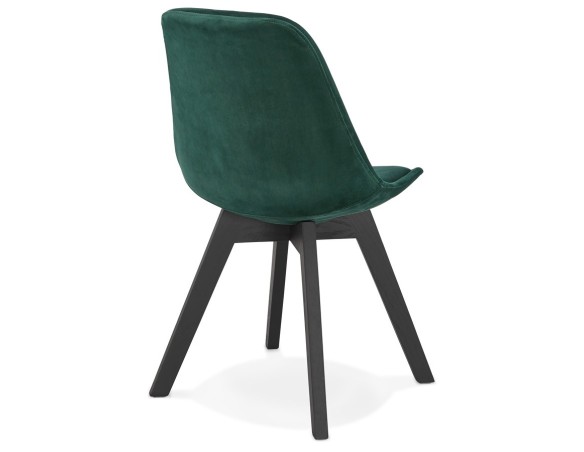 Chaise en velours vert JOE avec structure en bois noir