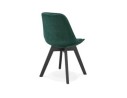 Chaise en velours vert JOE avec structure en bois noir