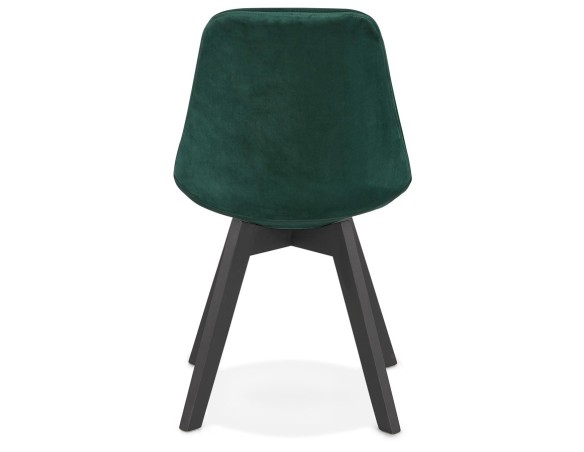 Chaise en velours vert JOE avec structure en bois noir