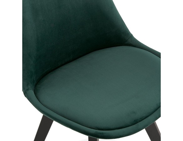 Chaise en velours vert JOE avec structure en bois noir