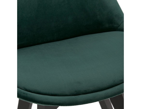 Chaise en velours vert JOE avec structure en bois noir