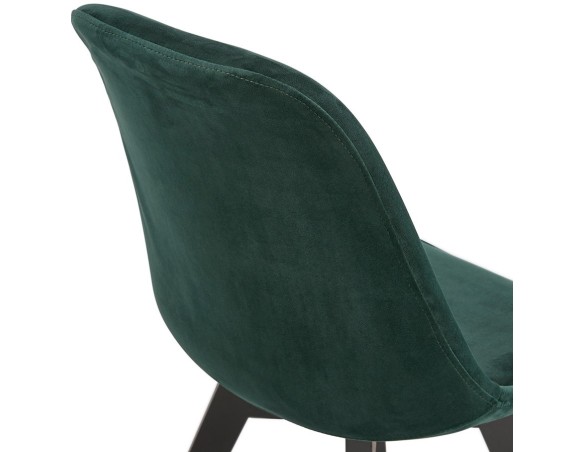 Chaise en velours vert JOE avec structure en bois noir