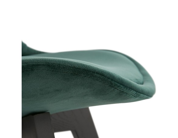 Chaise en velours vert JOE avec structure en bois noir