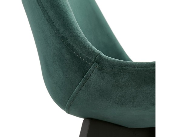 Chaise en velours vert JOE avec structure en bois noir