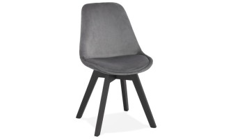 CH03070GRBL 5420072083582 Chaise en velours gris JOE avec structure en bois noir