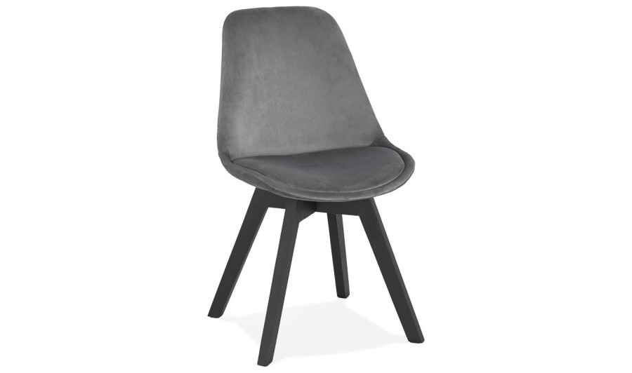 CH03070GRBL 5420072083582 Chaise en velours gris JOE avec structure en bois noir CH03070GRBL 5420072083582 Chaise en velours gris JOE avec structure en bois noir