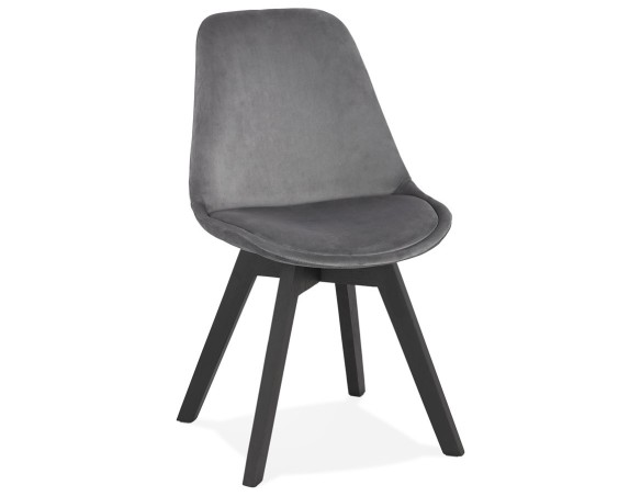 CH03070GRBL 5420072083582 Chaise en velours gris JOE avec structure en bois noir