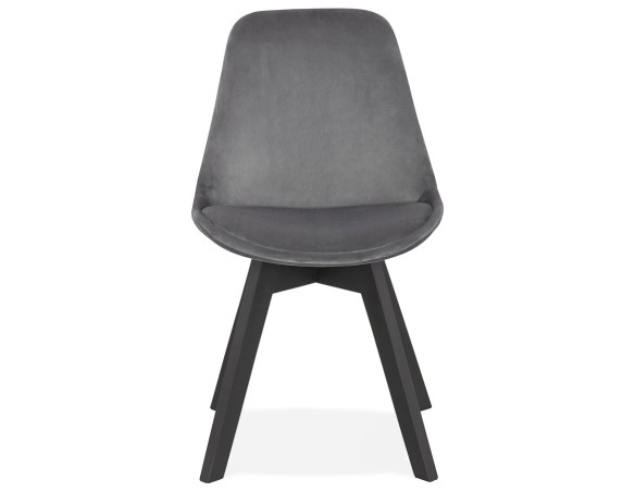 Chaise en velours gris JOE avec structure en bois noir