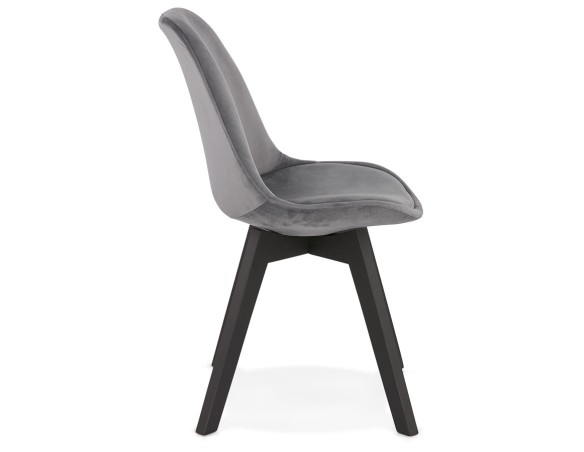 Chaise en velours gris JOE avec structure en bois noir