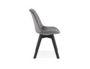 Chaise en velours gris JOE avec structure en bois noir