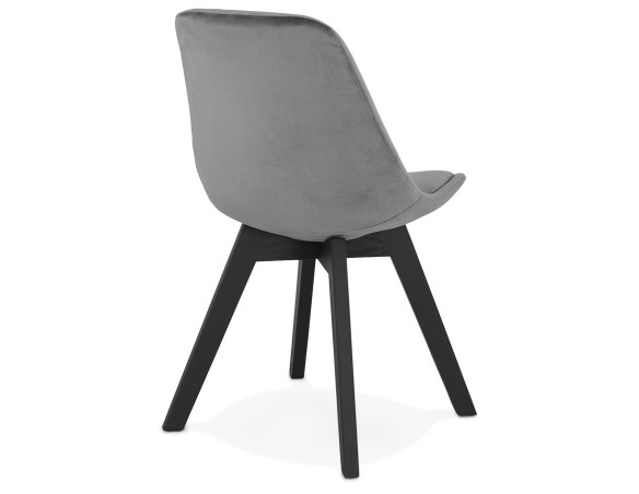 Chaise en velours gris JOE avec structure en bois noir