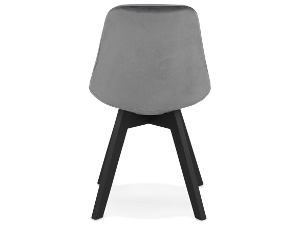 Chaise en velours gris JOE avec structure en bois noir