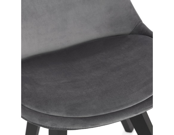 Chaise en velours gris JOE avec structure en bois noir
