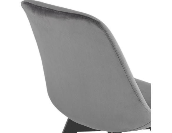 Chaise en velours gris JOE avec structure en bois noir