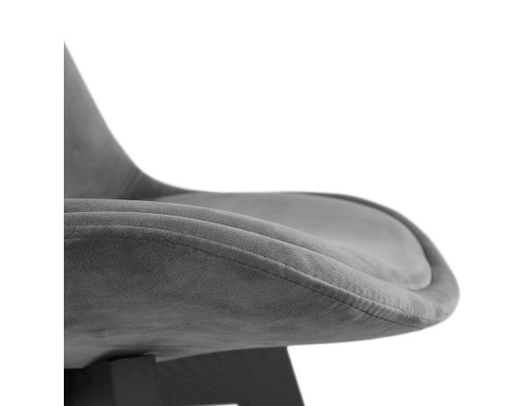 Chaise en velours gris JOE avec structure en bois noir