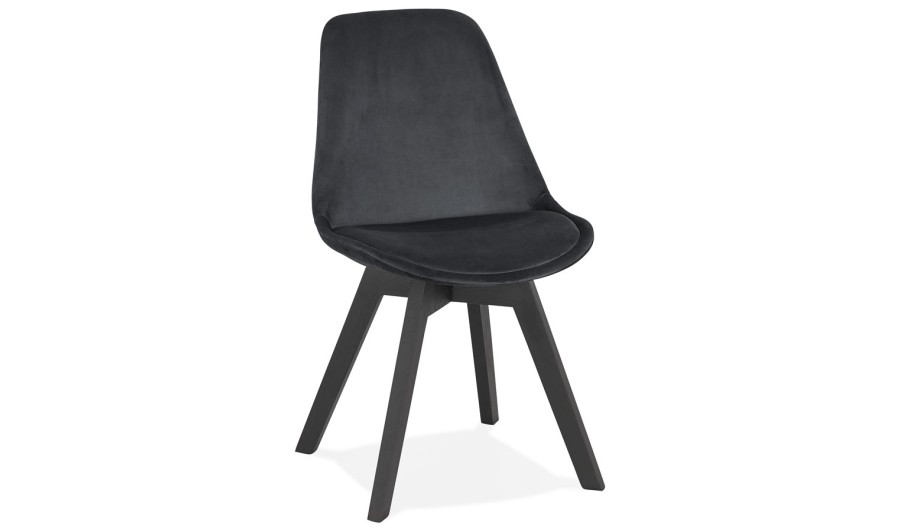 CH03080BLBL 5420072083605 Chaise en velours noir JOE avec structure en bois noir CH03080BLBL 5420072083605 Chaise en velours noir JOE avec structure en bois noir