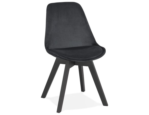 CH03080BLBL 5420072083605 Chaise en velours noir JOE avec structure en bois noir
