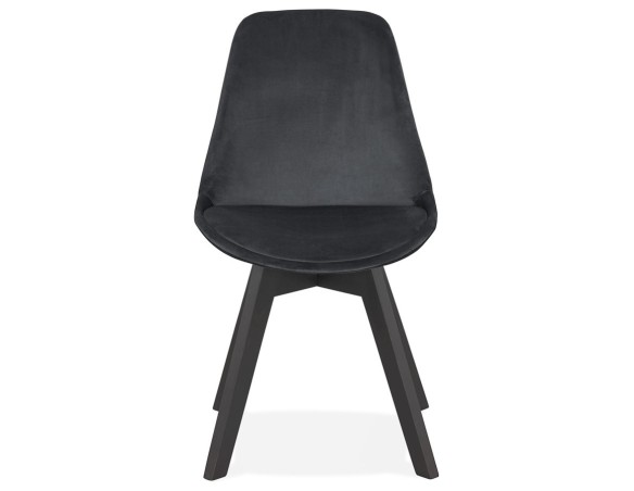 Chaise en velours noir JOE avec structure en bois noir