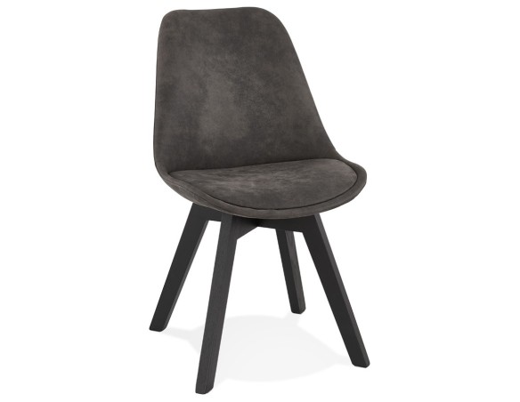 CH03300DGBL 5420072089768 Chaise en microfibre grise AXEL avec structure en bois noir