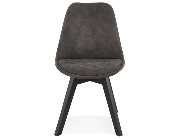 Chaise en microfibre grise AXEL avec structure en bois noir