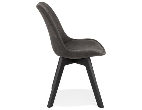 Chaise en microfibre grise AXEL avec structure en bois noir