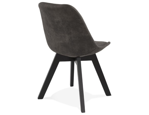 Chaise en microfibre grise AXEL avec structure en bois noir