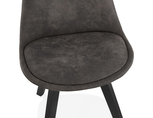Chaise en microfibre grise AXEL avec structure en bois noir