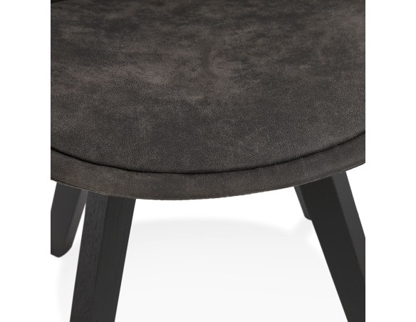 Chaise en microfibre grise AXEL avec structure en bois noir