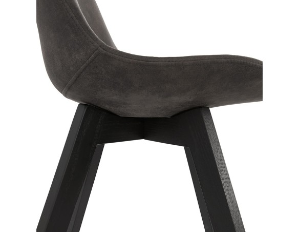 Chaise en microfibre grise AXEL avec structure en bois noir
