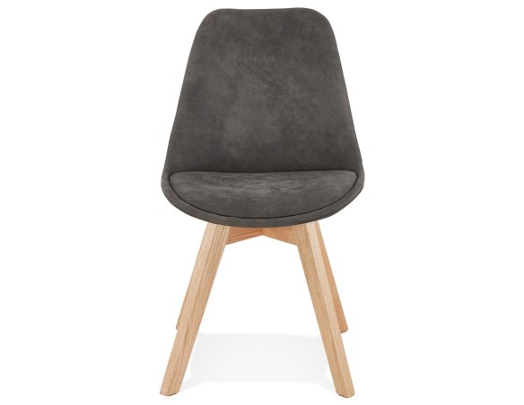 Chaise en microfibre grise AXEL avec structure en bois finition naturelle