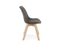 Chaise en microfibre grise AXEL avec structure en bois finition naturelle
