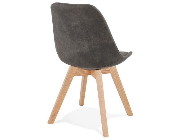 Chaise en microfibre grise AXEL avec structure en bois finition naturelle