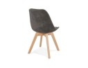 Chaise en microfibre grise AXEL avec structure en bois finition naturelle
