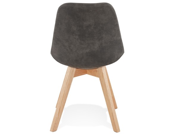 Chaise en microfibre grise AXEL avec structure en bois finition naturelle