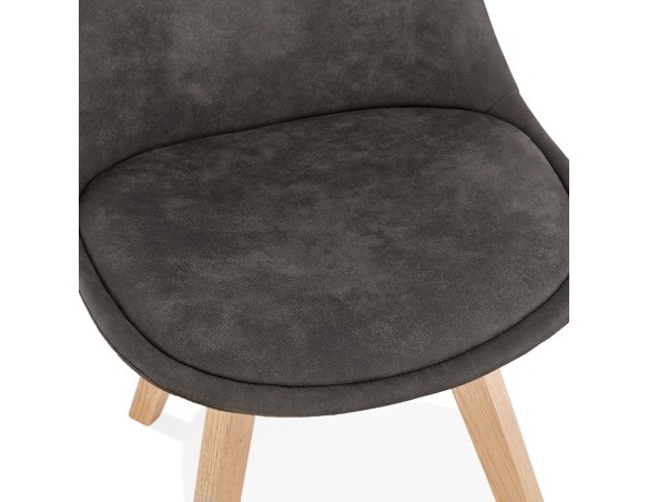 Chaise en microfibre grise AXEL avec structure en bois finition naturelle