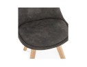 Chaise en microfibre grise AXEL avec structure en bois finition naturelle